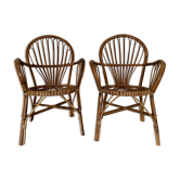 Pair of rattan armchairs in the 60s