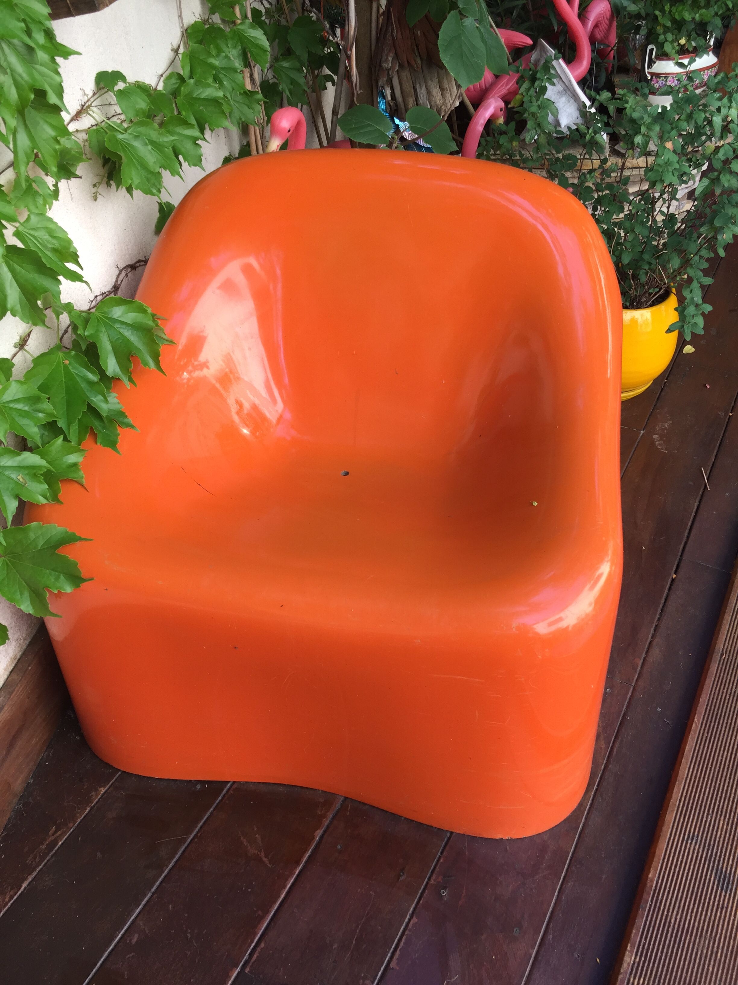 Paire de deux fauteuils Space age orange fibre de verre