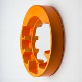 Space Age Orange Wall Mirror with Built-in Shelves 1970s