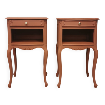 2 Tables de chevet en merisier relookés