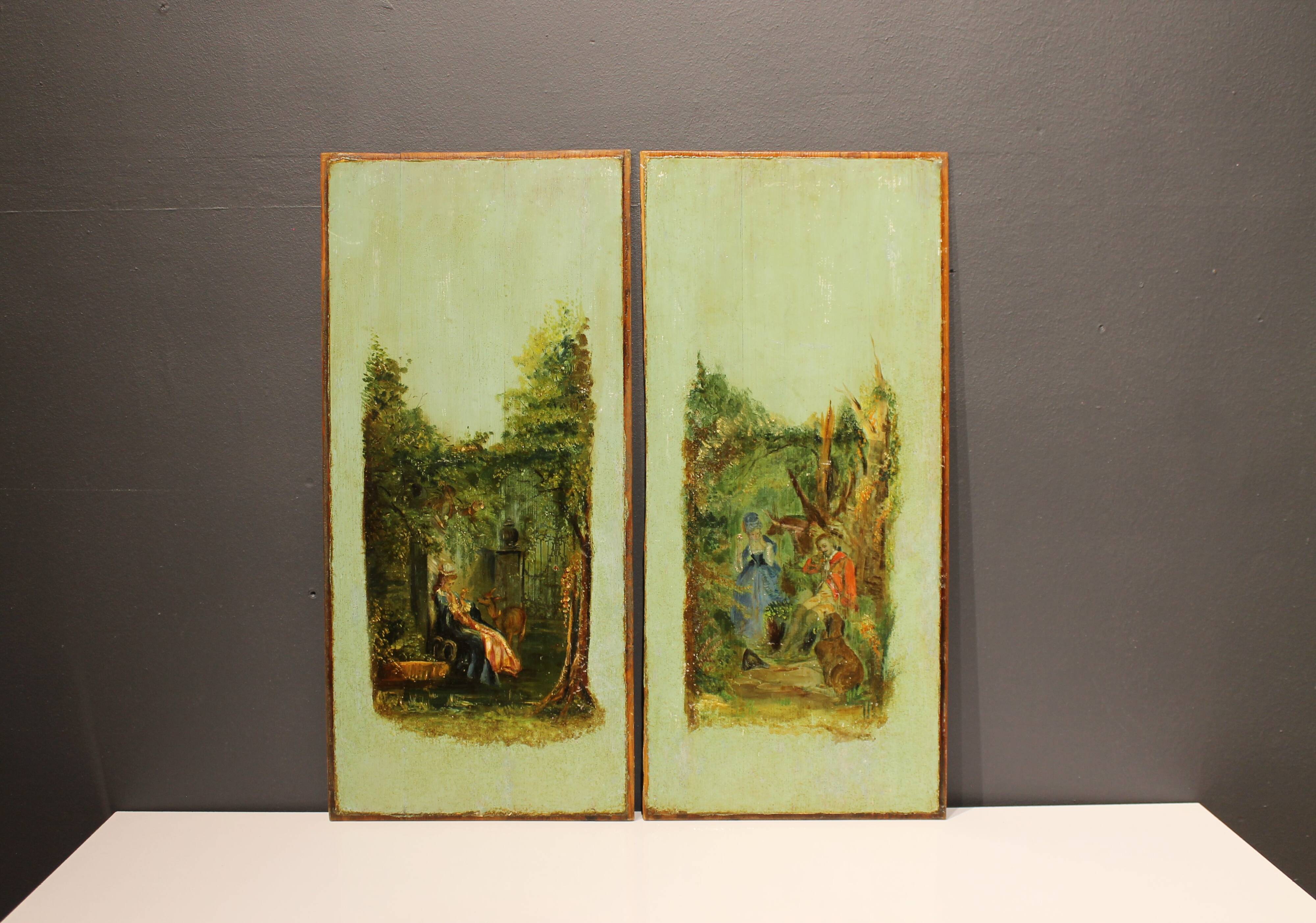 2 panneaux peinture romantique
