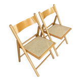 Pair of folding caned chairs