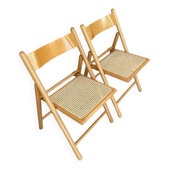 Pair of cane folding chairs