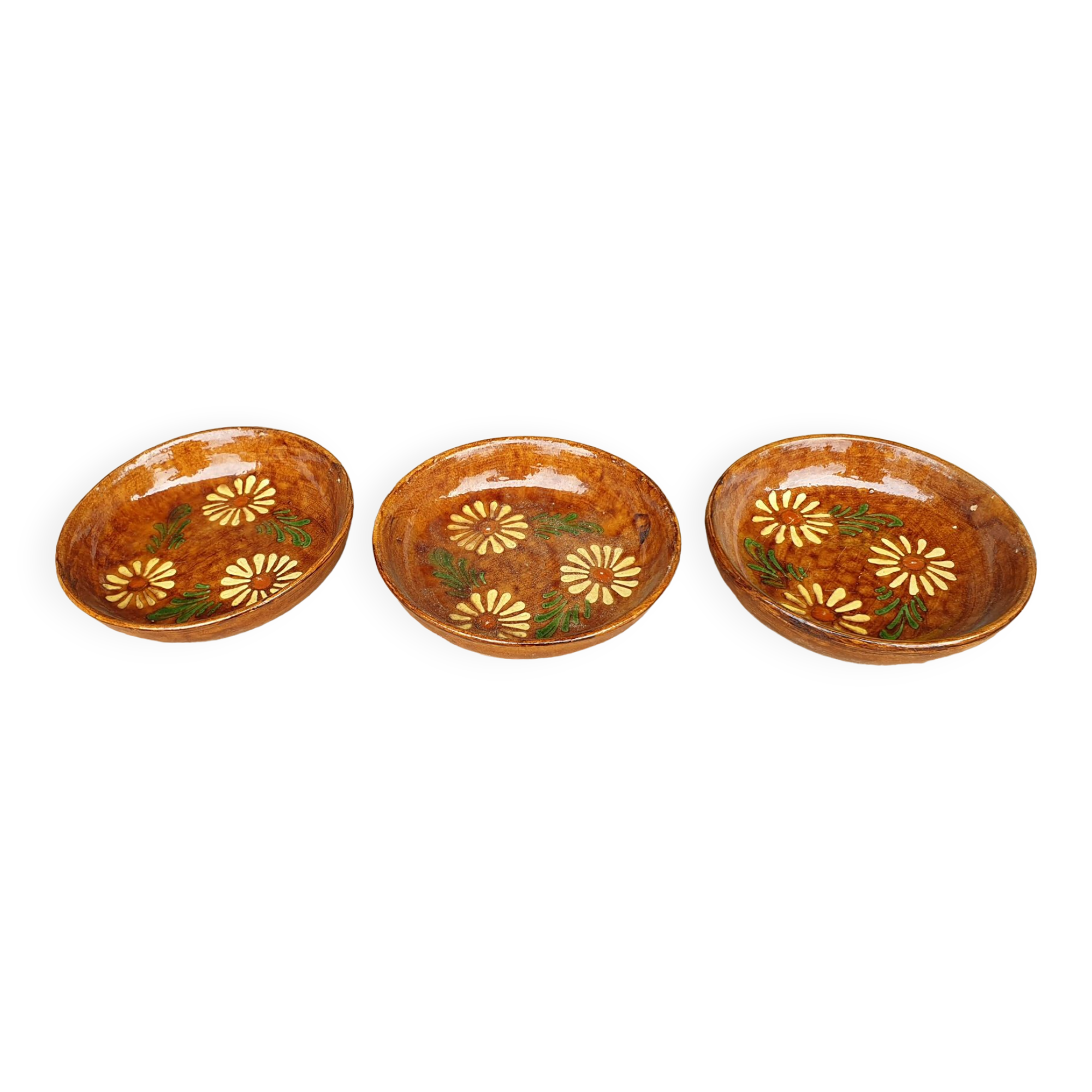 3 Glazed terracotta soup plates