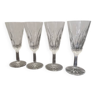 4 chiseled crystal flutes with vintage foot