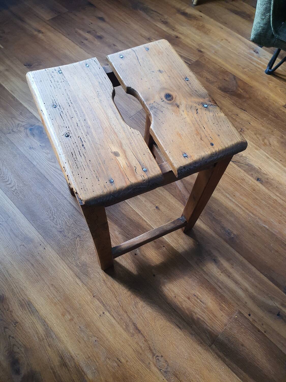 Antique wooden farm stool