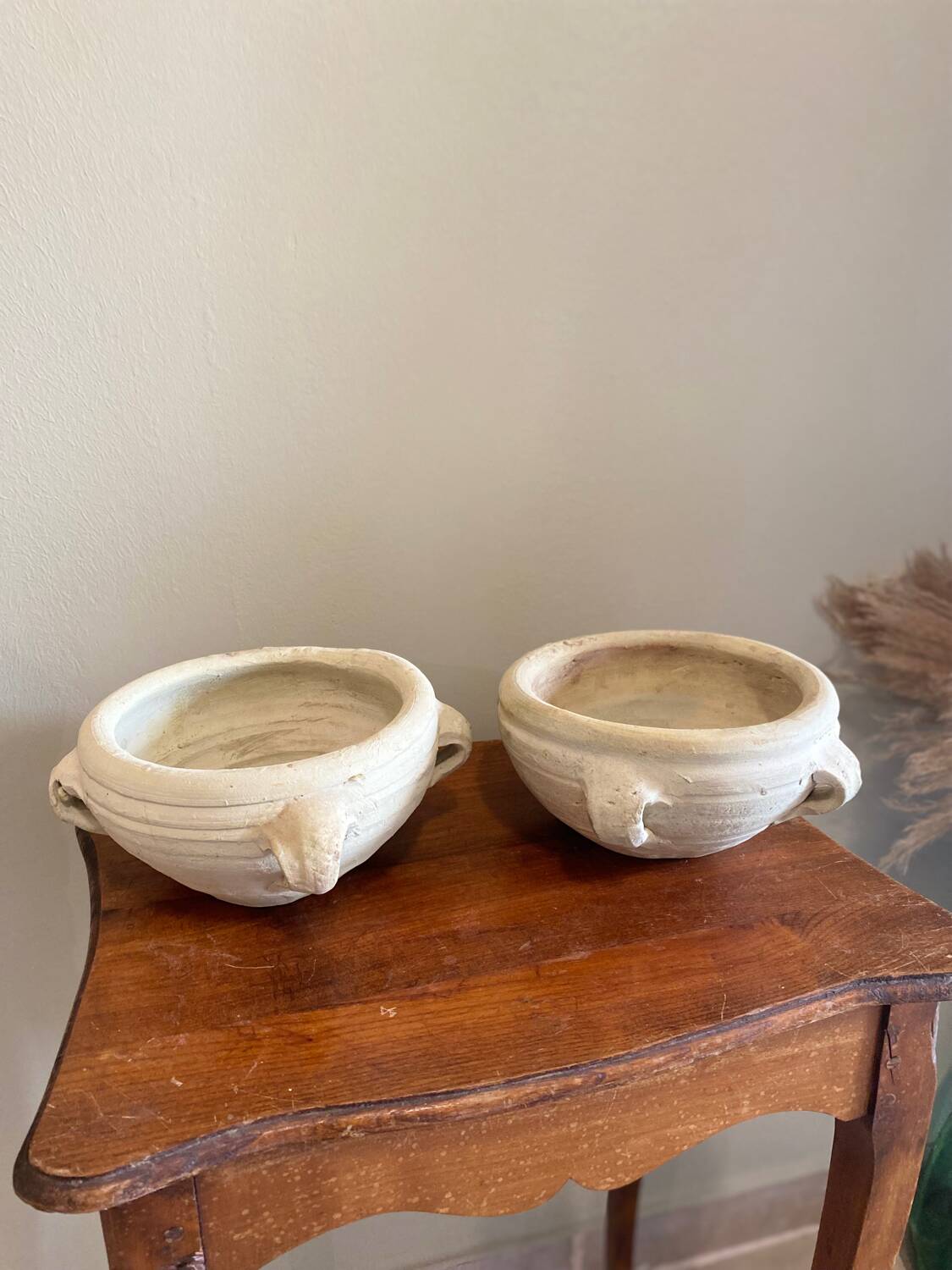 2 antique plant pots