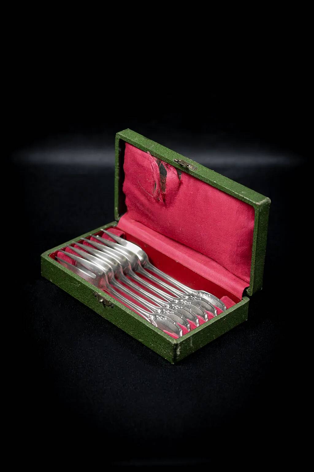 Alfenide – Christofle six silver-plated shellfish forks