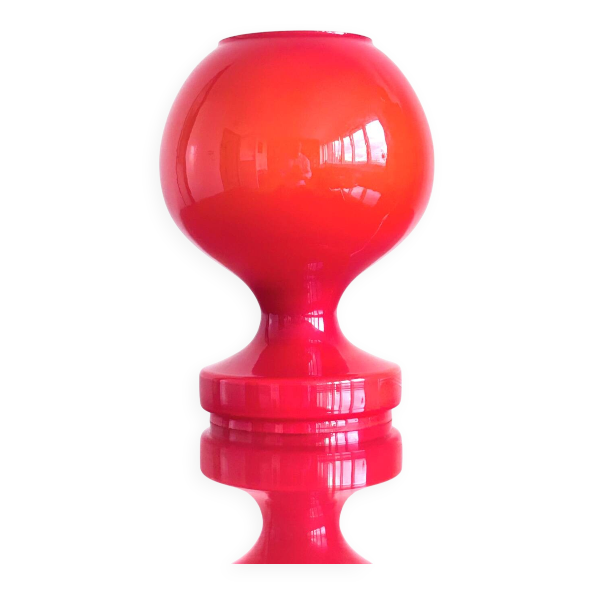 Red opaline glass table lamp, Osvetlovaci sklo, Czechoslovakia