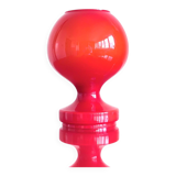 Red opaline glass table lamp, Osvetlovaci sklo, Czechoslovakia