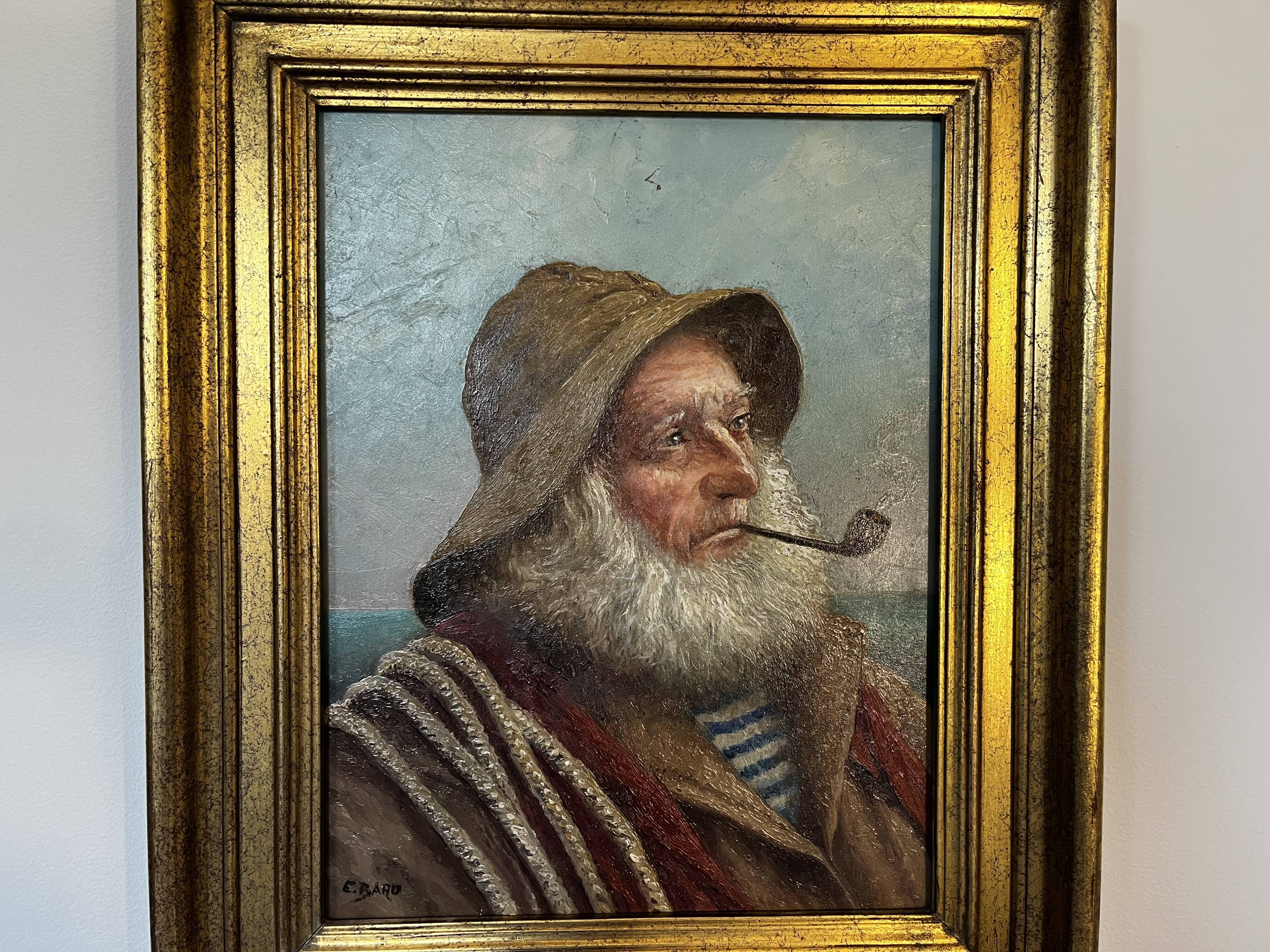 Painting signed E. Baro (Léon Noireaut), pipe sailor