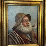 Painting signed E. Baro (Léon Noireaut), pipe sailor