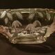 Oval bowl in crystal and frosted glass, pink and frosted.