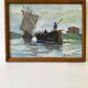 Oil on canvas under glass “Venetian lagoon fisherman”