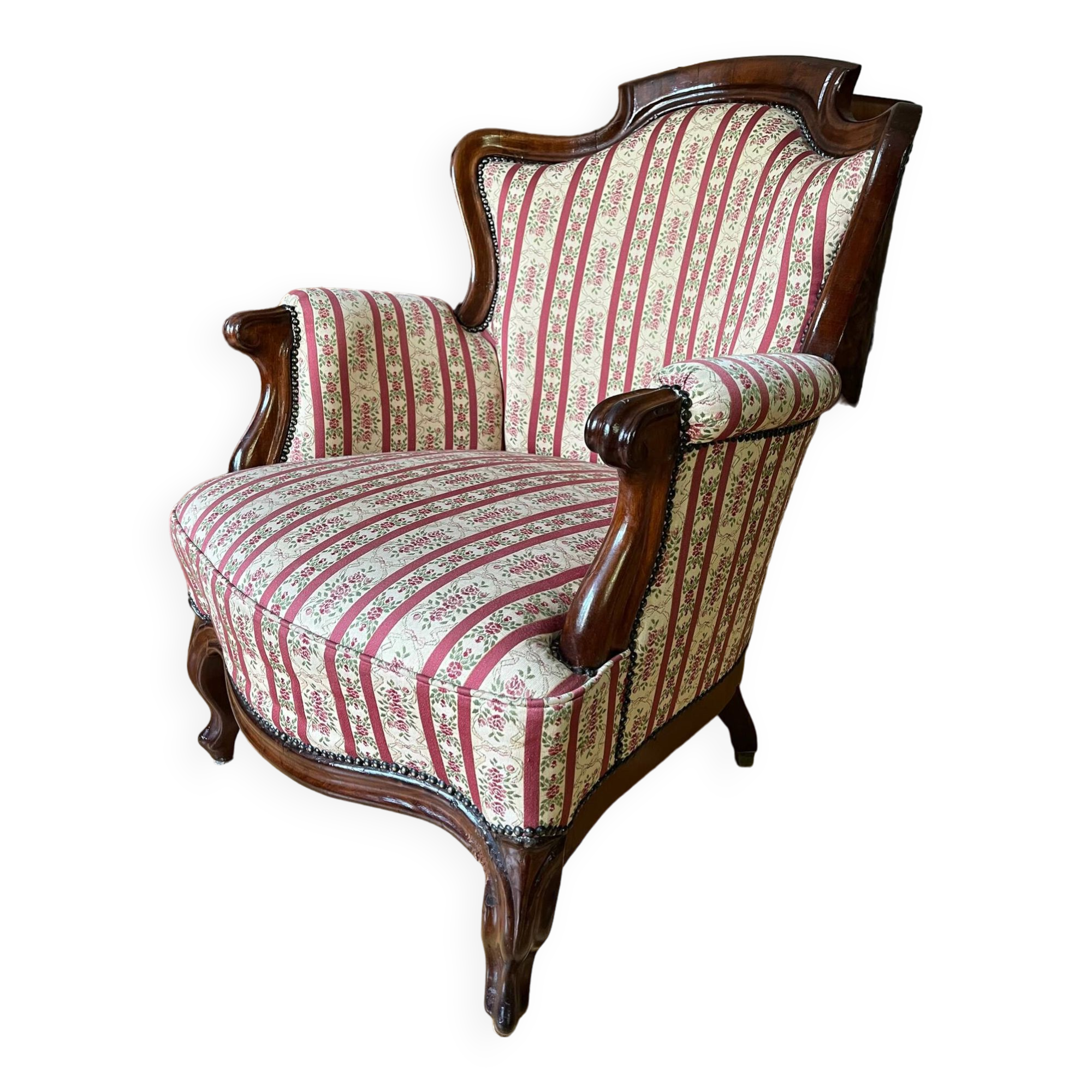 Louis Philippe style armchair with footrest from the 19th century.