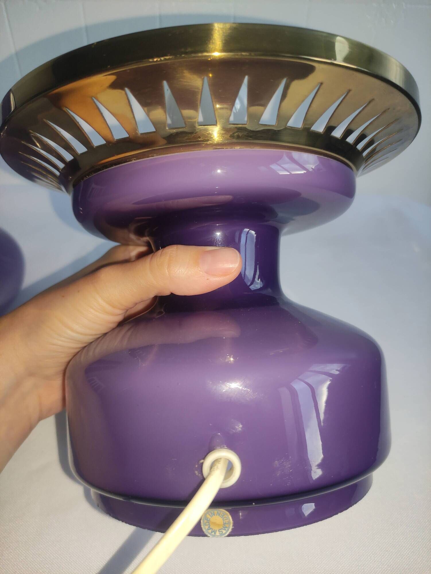 Mushroom Lamp Hans-Agne Jakobsson B124 Violet/Purple Glass Sweden 1960