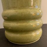 Vase en céramique émaillée évasé bleu, jaune vert