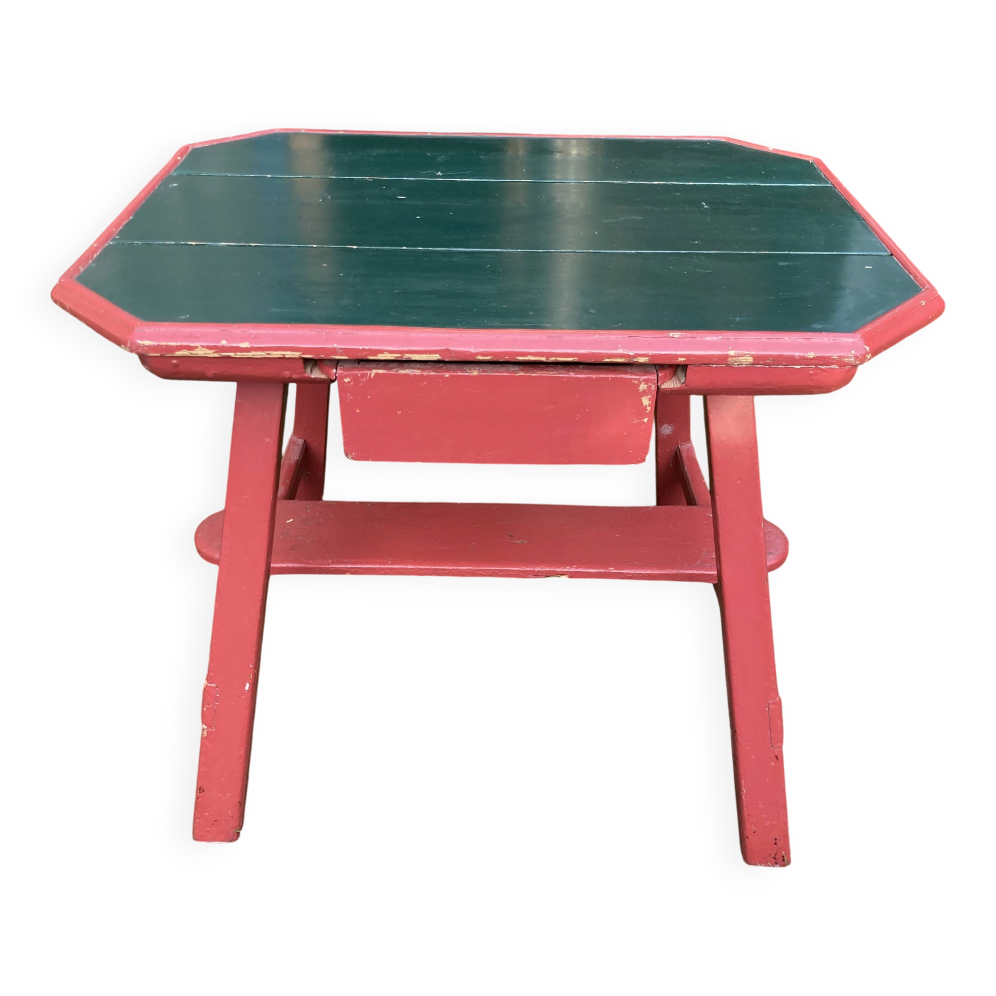 Middle table of popular art with double-sided drawer - 19th century
