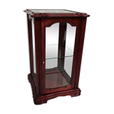 Showcase low glass beveled exotic wood