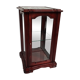 Showcase low glass beveled exotic wood