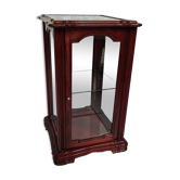 Showcase low glass beveled exotic wood