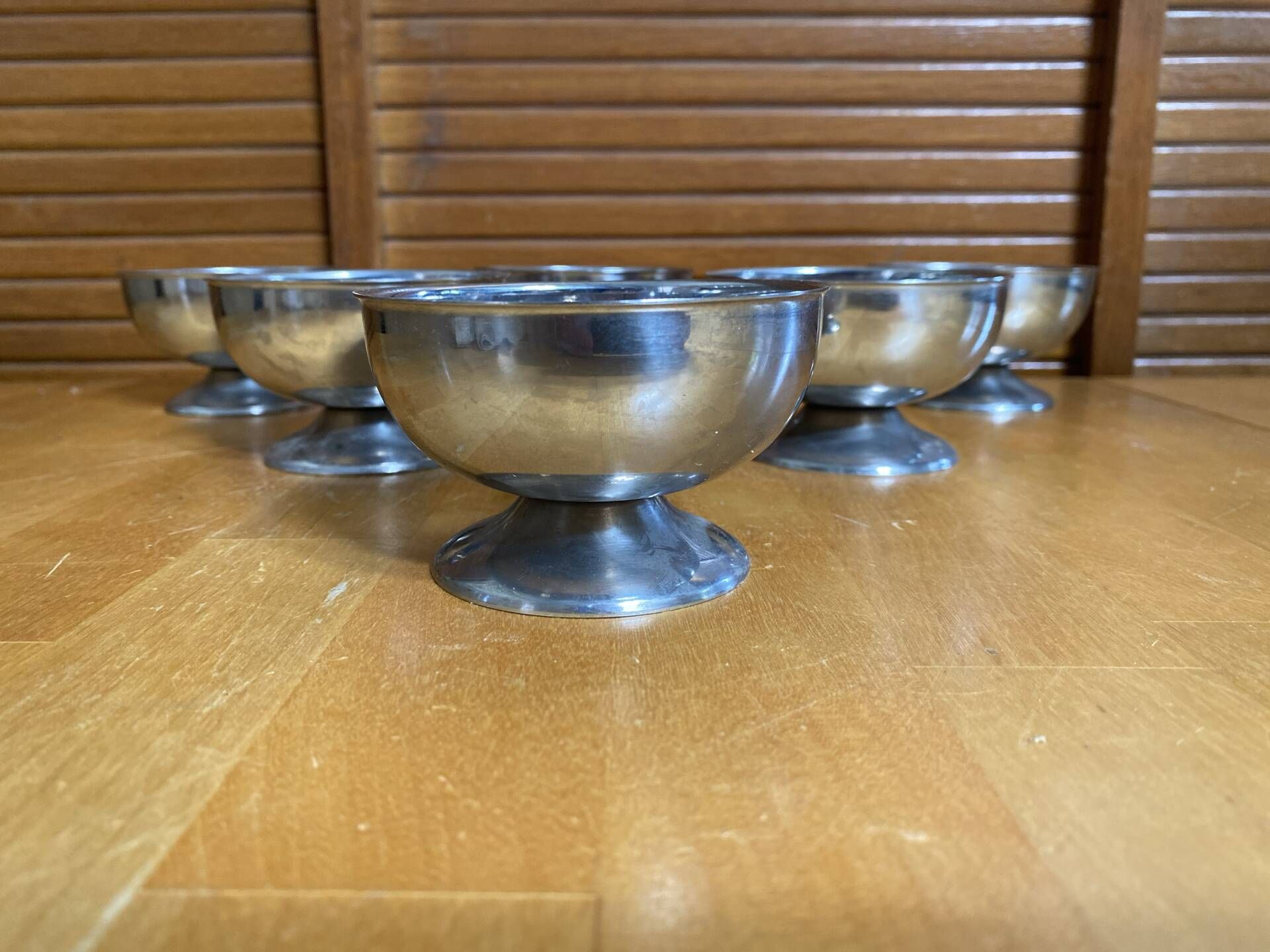 Set of 6 Ice Cream Bowls Style Rémy LETANG Vintage Stainless Steel #E084