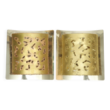 Mid-Century Modern Brutalist Brass Wall Lamps from Boréns, Set of 2, 1970s