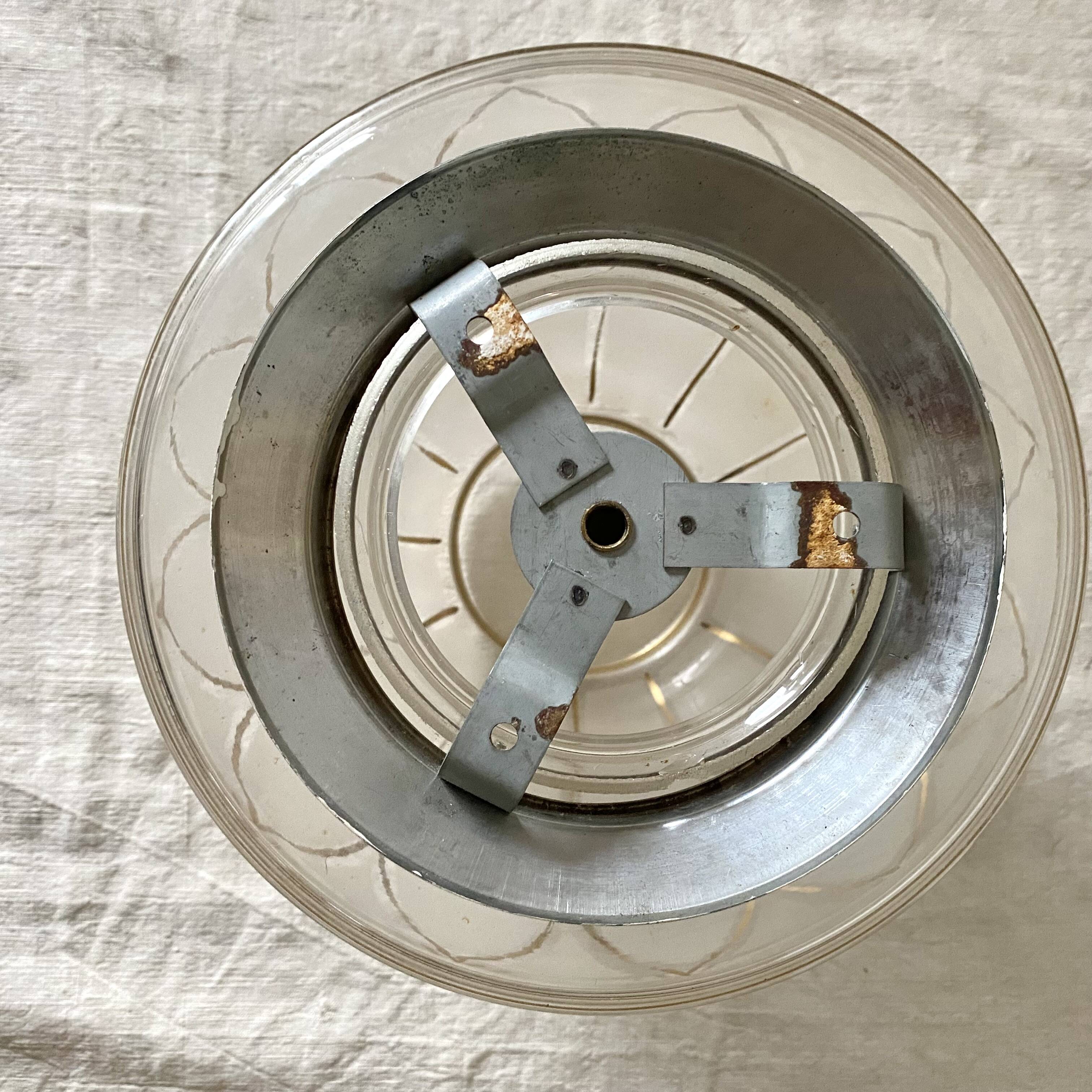 Art Deco ceiling light in frosted glass and gilding