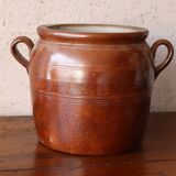 Large antique glazed stoneware pot
