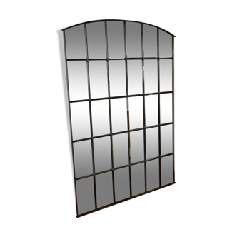 Recycled industrial cast iron window with mirror