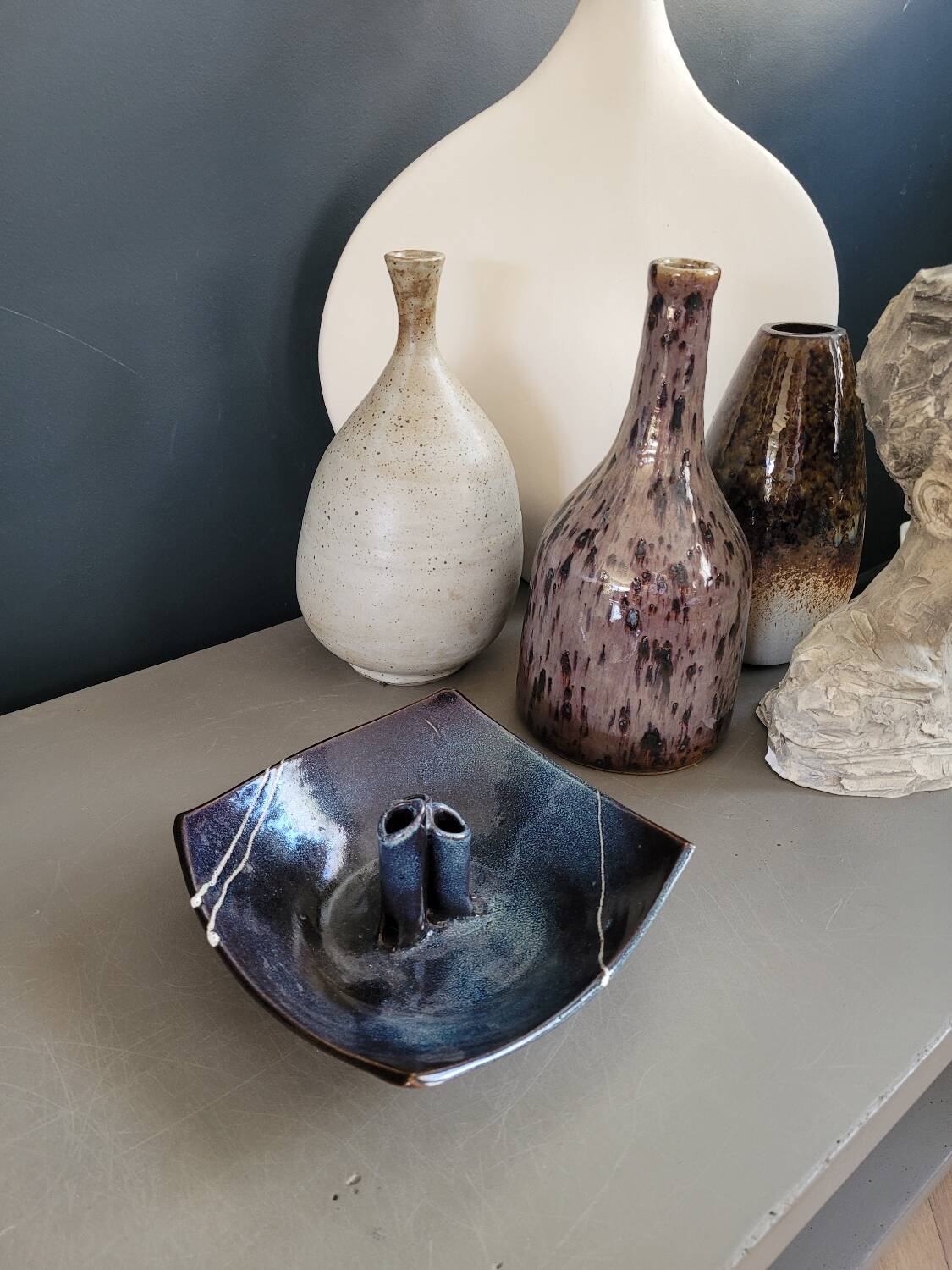 Ceramic trinket tray/pencil holder - unique piece