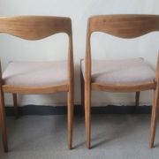 Paire de chaises scandinaves en teck assise tissu gris beige
