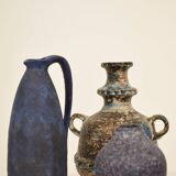 German Blue, Brown, Green & White Ceramic Amphora Vase, 1970s