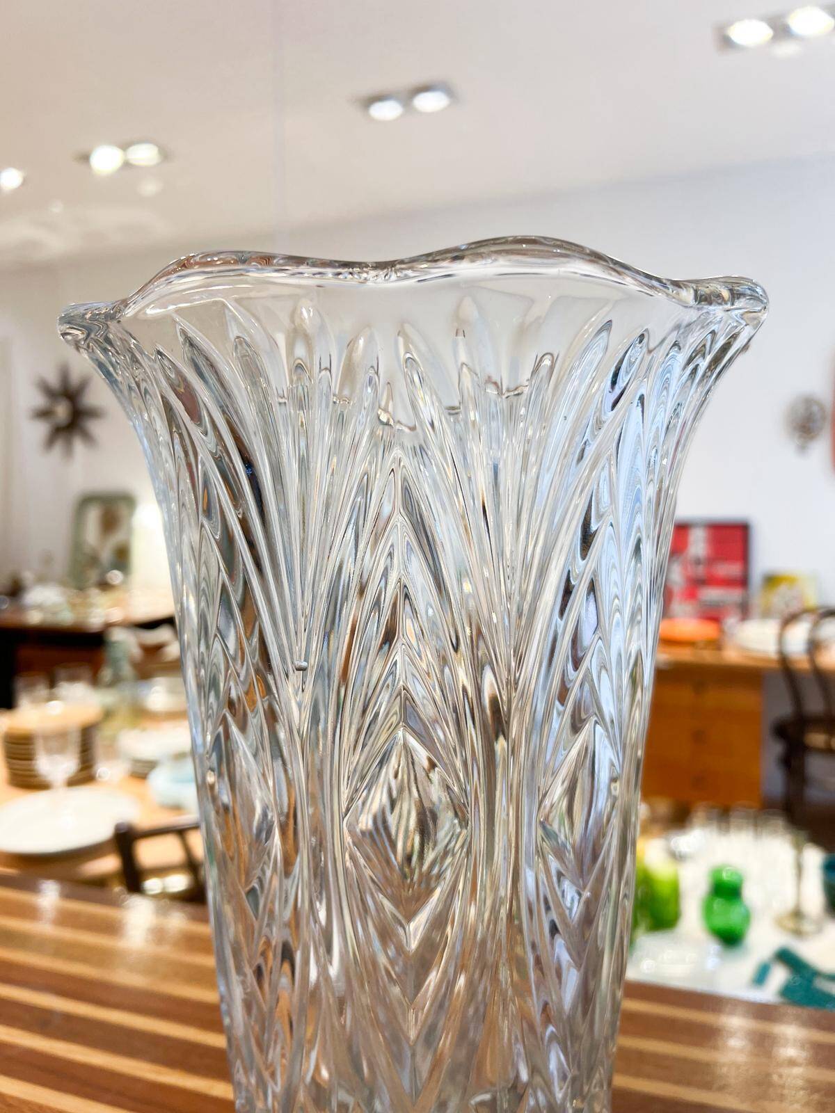 Large transparent glass vase