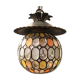 Pressed moulded glass hanging lamp multicolored mosaic