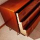 Vintage chest of drawers 3 drawers - varnished teak - Scandinavian style - retro patterns - 60s