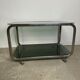 Dessert / rolling table vintage 60'S silver metal top smoked glass