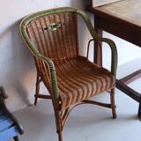 Antique two-tone rattan armchair