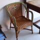 Fauteuil ancien en rotin bicolore