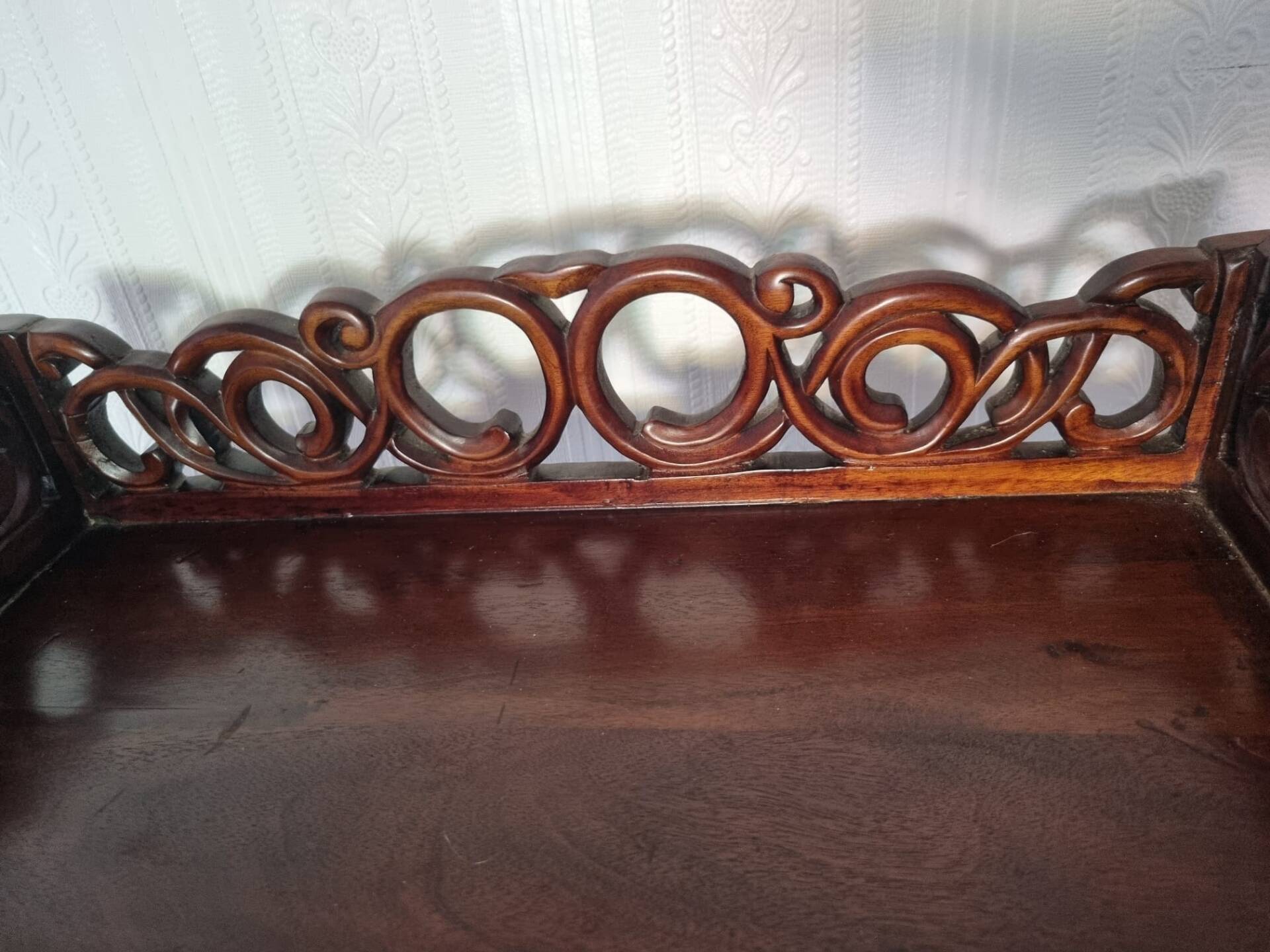 Antique Art Nouveau shelf in carved wood