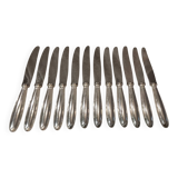 12 silver-plated table knives, Christofle goldsmith ribbons