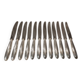 12 silver-plated table knives, Christofle goldsmith ribbons
