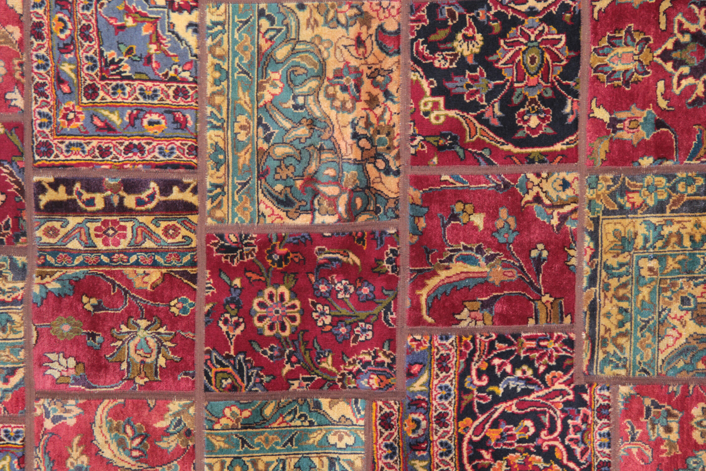 Vintage persian patchwork rug handwoven oriental wool living area rug- 179x245cm
