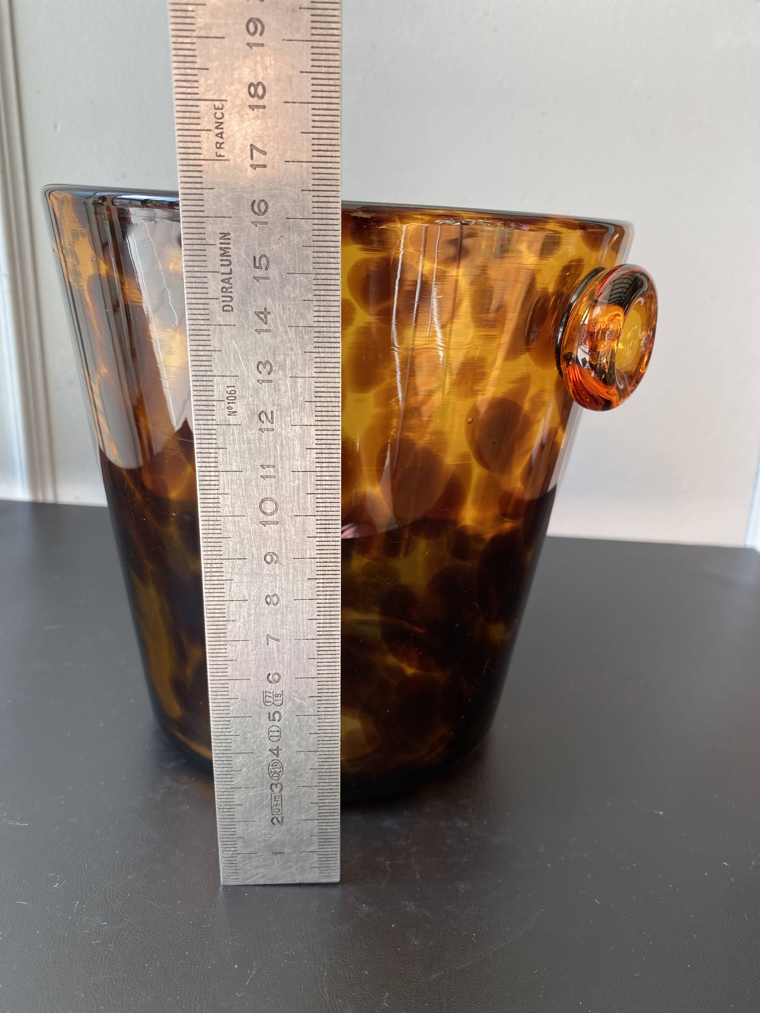 Seau à glaçons vintage Empoli pour Dior – verre soufflé écaille de tortue