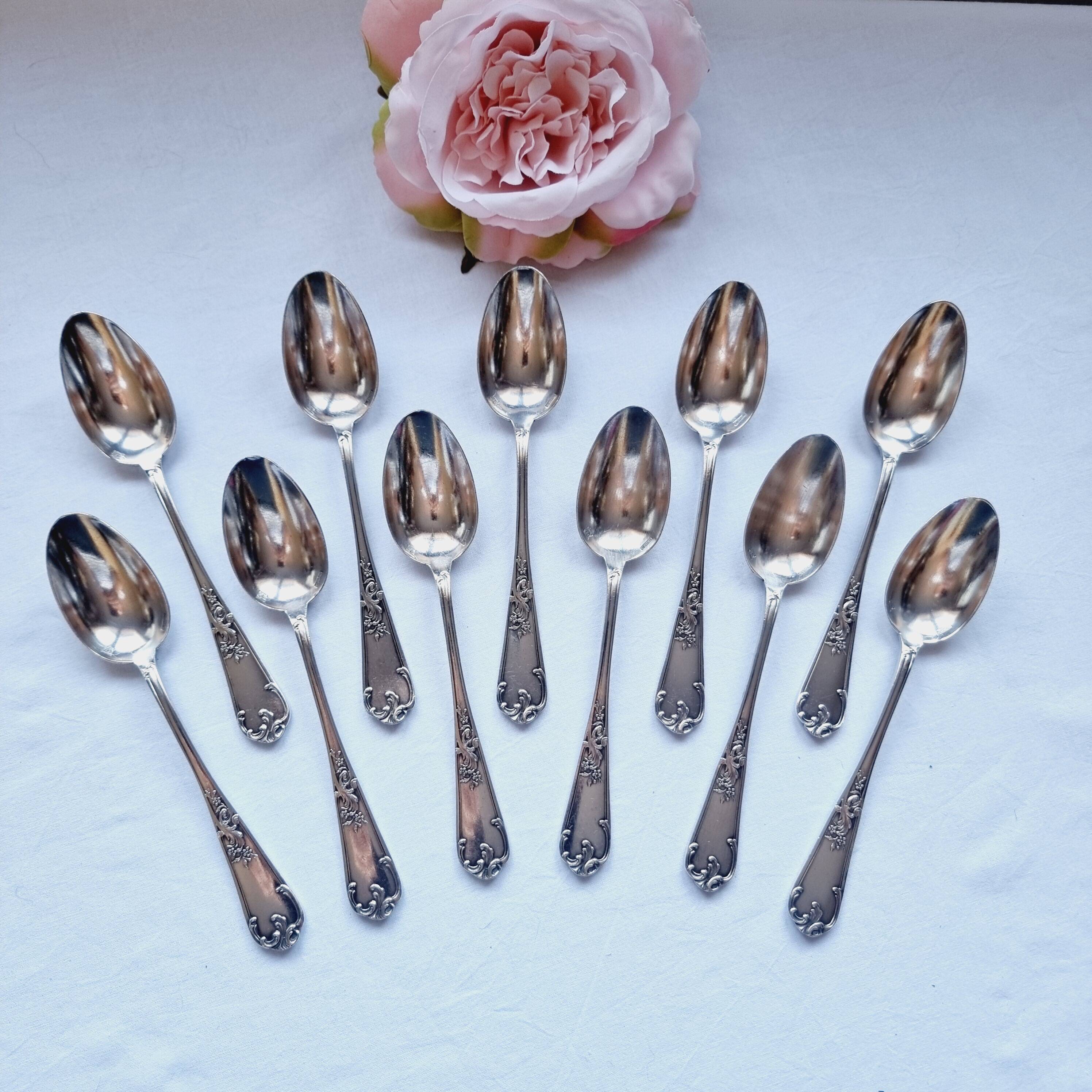 12 cuillères à dessert en métal argenté français orfèvre boyron claudius louis de lyon, style victo