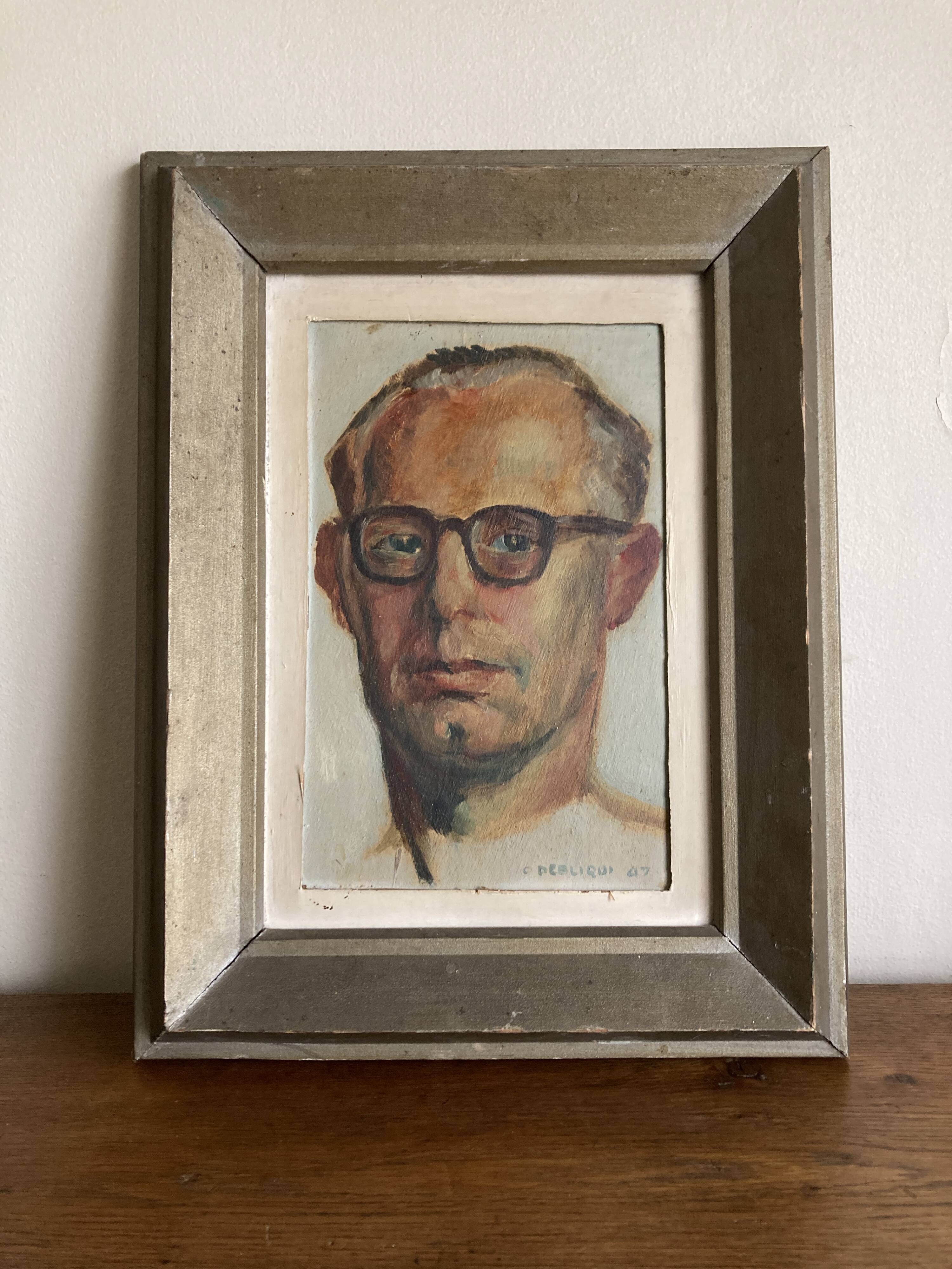 Portrait of a modernist man, oil on panel, 1947.