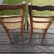 Set of 2 old wooden straw chairs (straw seat)