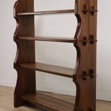 Vintage brutalist solid wood shelf, 1950s