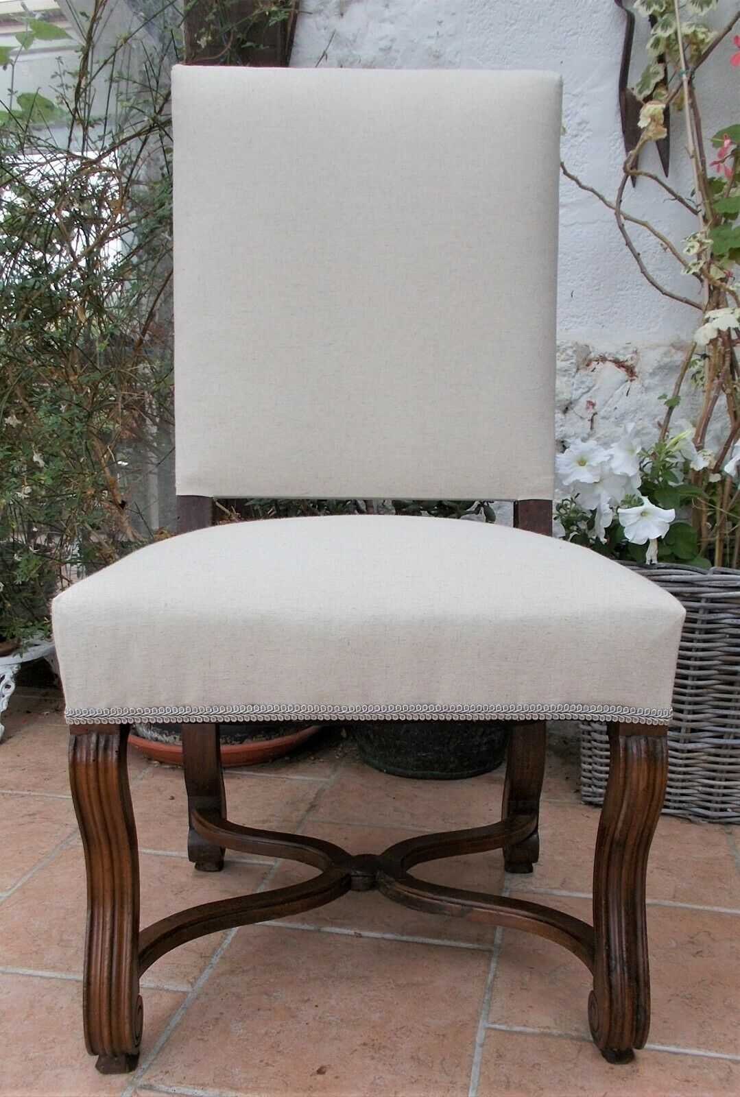 19th Century French Louis XIV Style Chair, newly reupholstered & restored