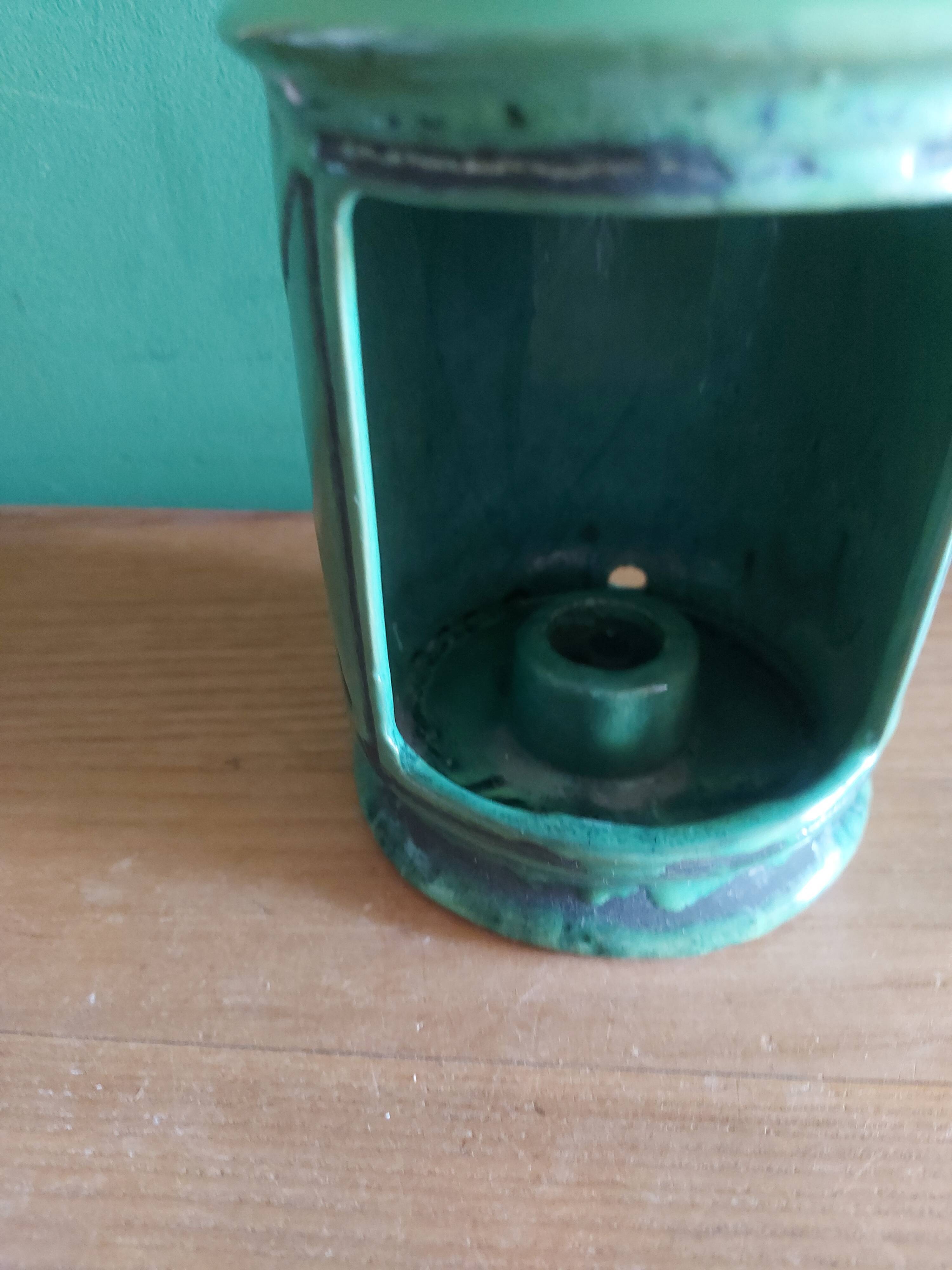 Candle holder in glazed ceramic 60s